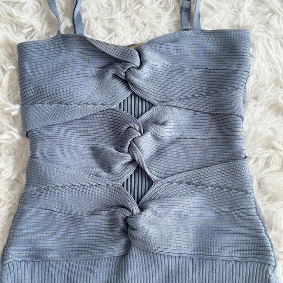 Cult Gaia ribbed knit blue sexy mini dress - Picture 6 of 6